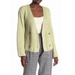 Double Breasted Button Sweater In Light Green